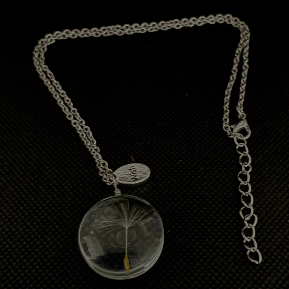 Dandelion Cabochon Wish Charm Necklace